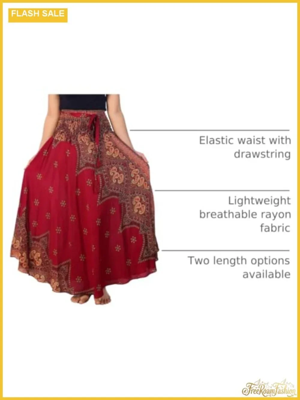 Boho Maxi Skirt Women 100% Rayon Convertible Dress Elastic Waist Flowy Hipster